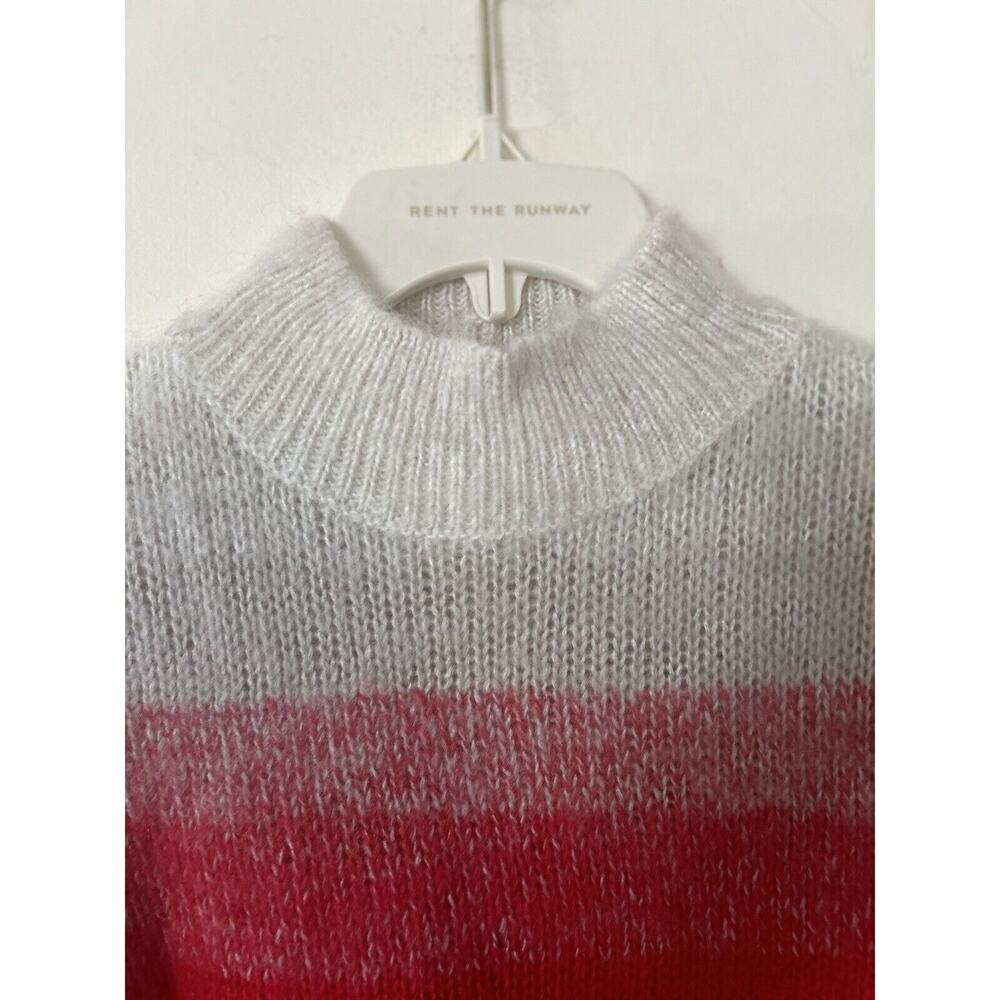 $60 NWT American Eagle Mock Neck Sweater Ombre Colorblock Cream Red Navy Size S - Picture 2 of 7